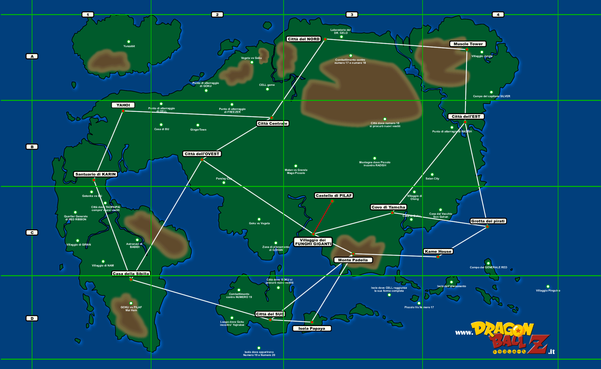 Mappa del fantastico mondo di Dragon Ball   -   Clicca per ingrandire senza ricaricare