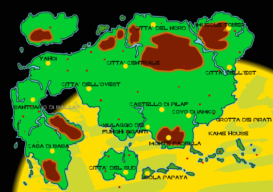 Mappa del fantastico mondo di Dragon Ball   -   Clicca per ingrandire senza ricaricare
